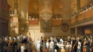 Le mariage de Léopold Ier avec Louise-Marie fut principalement catholique. Mais une cérémonie luthérienne discrète, non illustrée, fut aussi organisée.