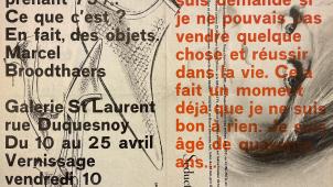 Une invitation à la première expo de Marcel Broodthaers, en 1964. Estimation: 4 à 7.000€.