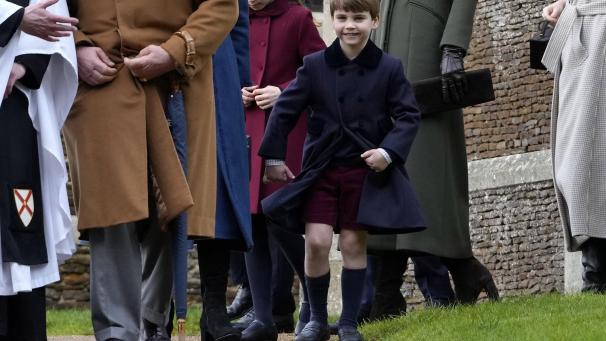Le Prince Louis ç la sortie de la messe de Noël à l'église St Mary Magdalene à Sandringham dans le Norfolk, en Angleterre, dimanche 25 décembre 2022.