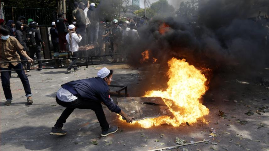 Manifestations de mécontentement après l’échec d’un candidat aux élections présidentielles à Jakarta en Indonésie.