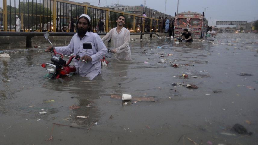 Inondations à Karachi, au Pakistan.