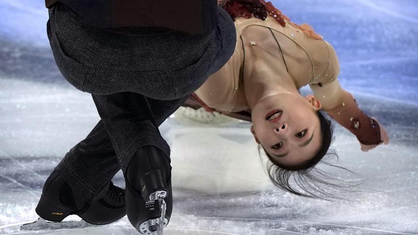 Wang Yuchen et Huang Yihang réalisaient une performance lors d’un événement test pour les Jeux olympiques d’hiver de 2022.