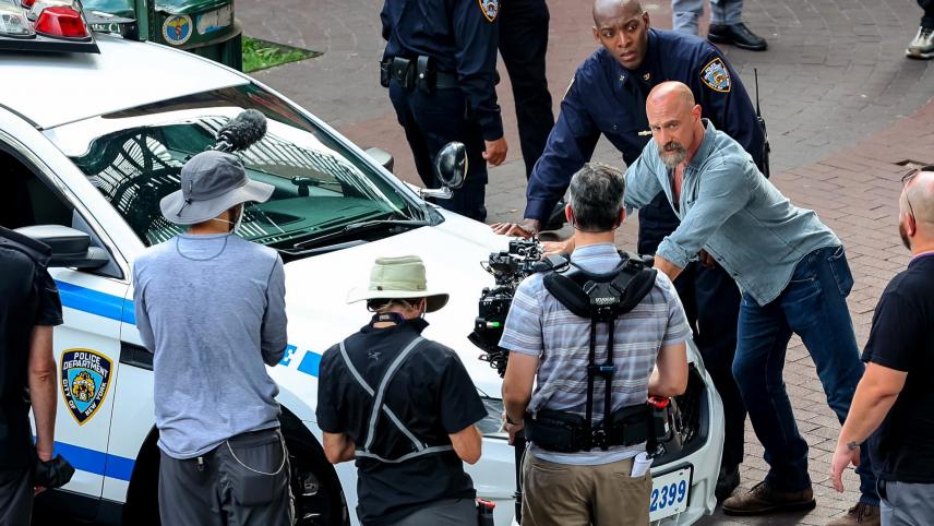Christopher Meloni sur le tournage d’un épisode de «New York: crime organisé» dans les rues de la mégapole américaine.