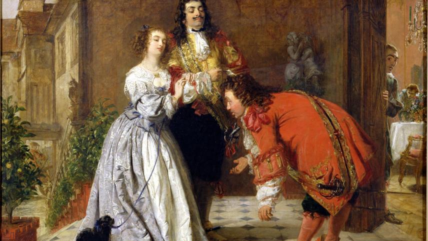 Scène inspirée de la pièce de théâtre de Molière, «  Le bourgeois gentilhomme ».