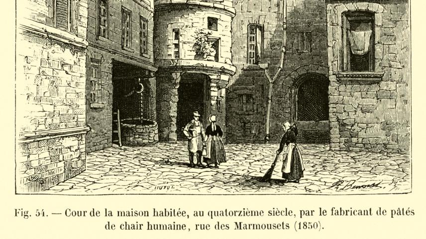 La cour de la maison habitée, au XIVe siècle, par le fabricant de «patés».