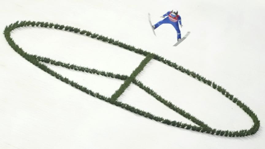 La Slovène, Timi Zajc se lance pour la manche finale de la Coupe du monde de vol à ski FIS en Allemagne.