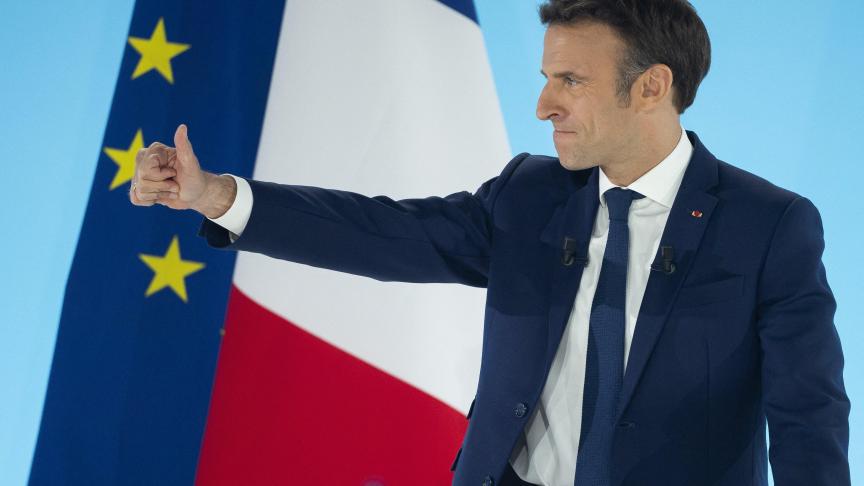 Emmanuel Macron s’adresse aux sympathisants après les premiers résultats du premier tour de l’élection présidentielle française.