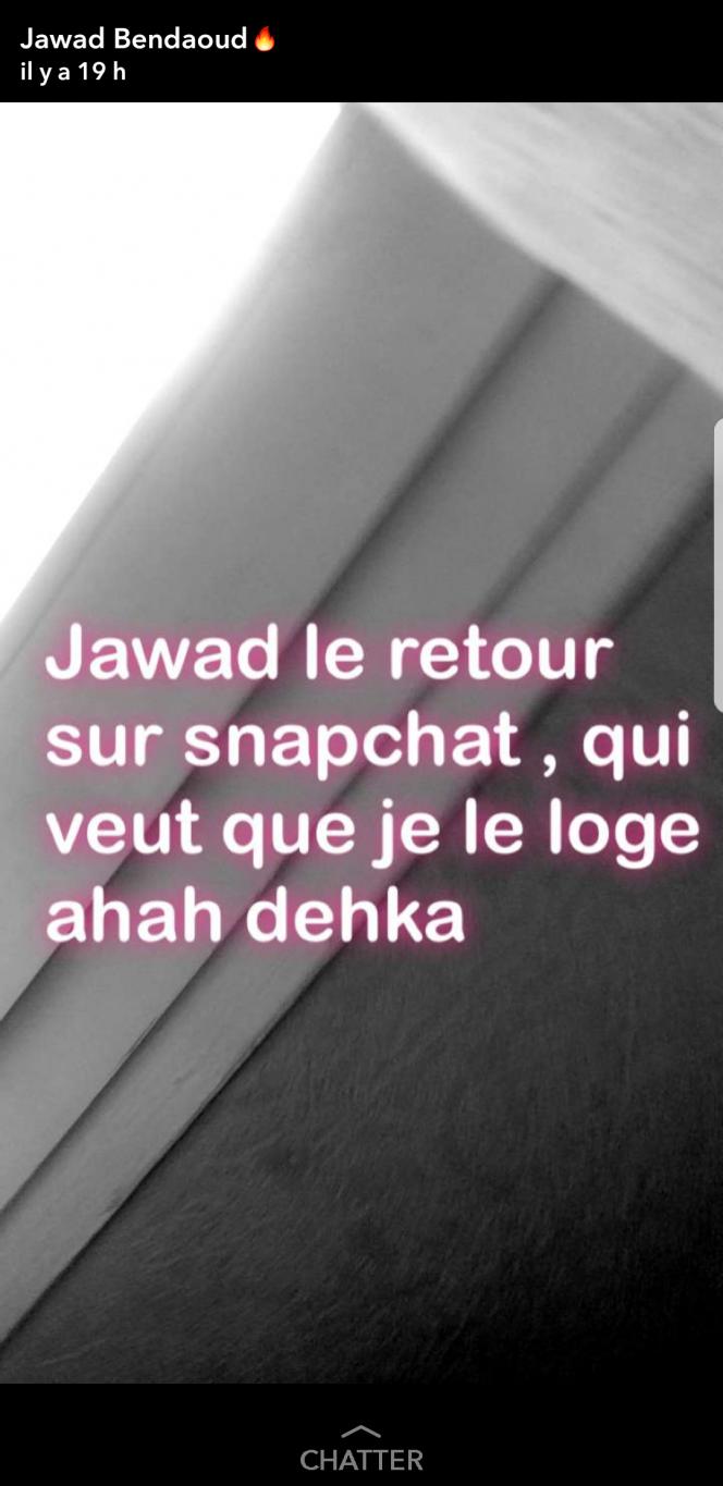 Capture d’écran - Snapchat/jawad.bendaoud