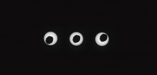 Cet ensemble de trois images de la NASA publié le 29 août 2013 montre des vues à trois secondes d